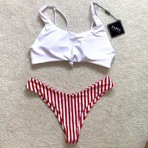 Zaful bikini size 4/ small red and white never worn still has tags
